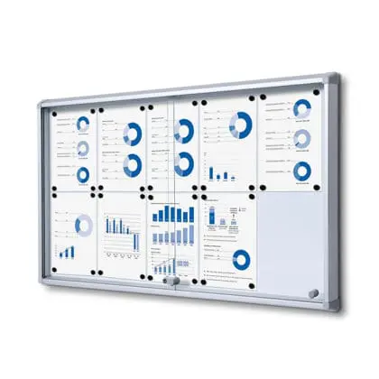 Opslagsskab indendørs glasskydedøre og magnettavle 10xA4