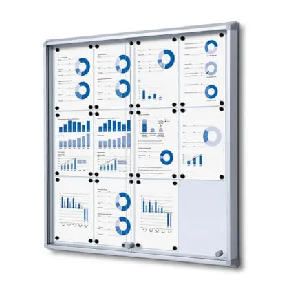 Opslagsskab indendørs glasskydedøre og magnettavle 12xA4