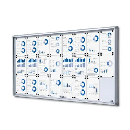 Opslagsskab indendørs glas skydedøre og magnettavle 24xA4