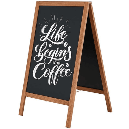 A-Skilt i bøg inkl. magnet kridttavle 46 x 68 cm