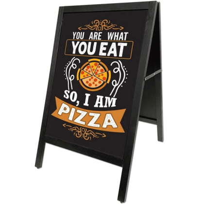 A-Skilt i sortbejdset bøg inkl. magnet kridttavle 59 x 78 cm