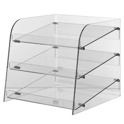 Akryl borddisplay med 3 skråtstillet hylder