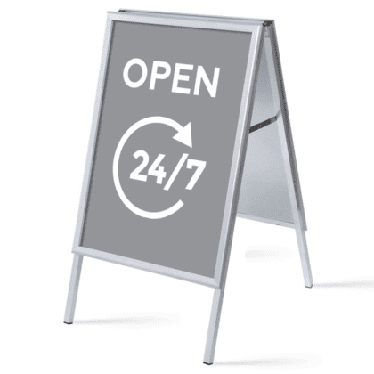 Alu-Line Gadeskilt A1 inkl. plakater OPEN 24/7
