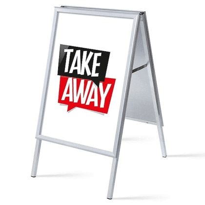 Alu-Line Gadeskilt A1 inkl. plakater TAKE AWAY - Hvid