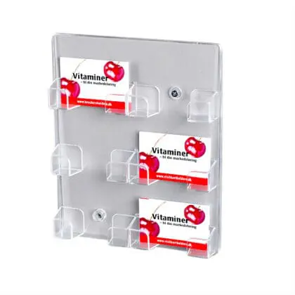 Visitkortholder væg klar plast 6 rum