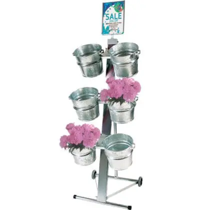 Gulvdisplay - mobilt med 6 blomster spande