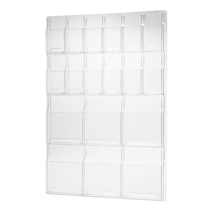 Brochureholder væg 12 rum M65 + 6 rum A4 rum A4 højformat