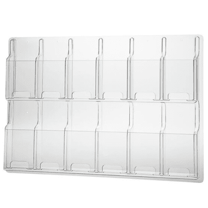 Brochureholder væg 12 rum M65 - klar akryl