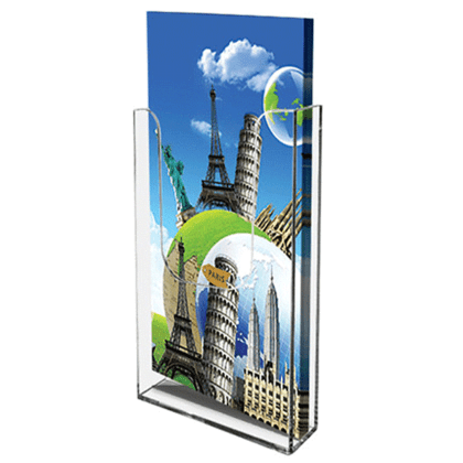 Brochureholder i krystal klar akryl A6 / M65 væg