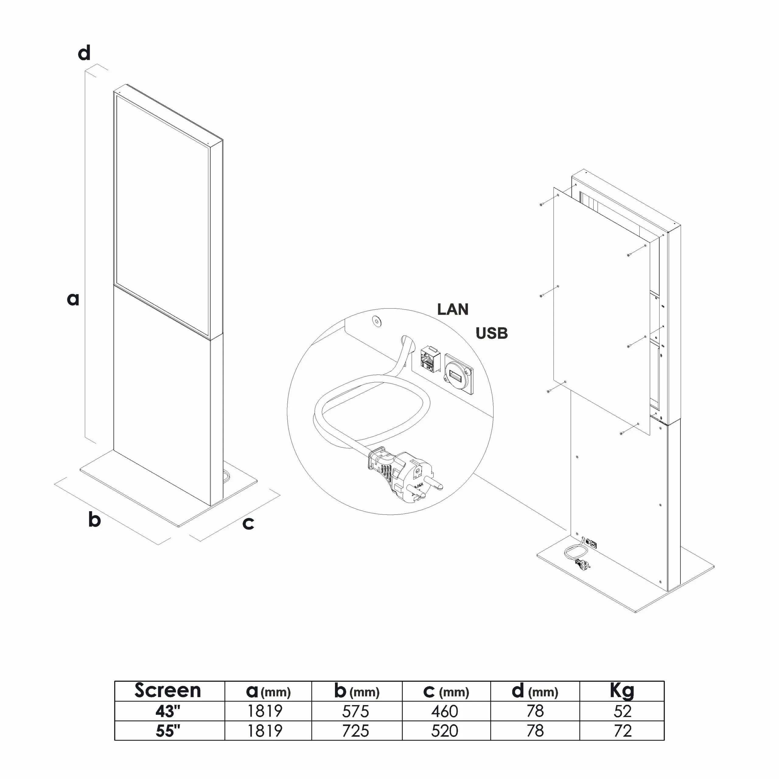 Smart Line Digital Totem SORT med 43" Samsung Touch Skærm - Billede 9