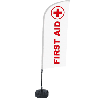 BeachFlag komplet med print - FIRST AID - 89x240 cm