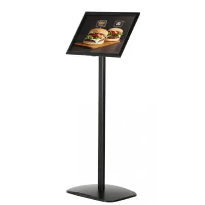 Menuboard sort med design fod og snapramme A4
