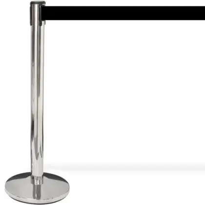 Kø-Leder stolpe sølv med sort sele 300 cm