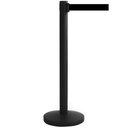 Kø-Leder stolpe sort med sort sele 300 cm