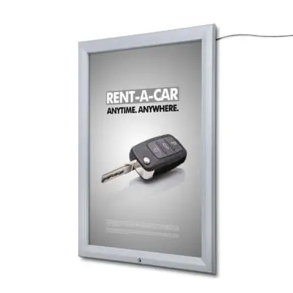 LED tophængslet plakatramme med lås væg 70x100 cm