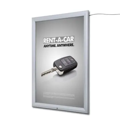 LED tophængslet plakatramme med lås væg A0