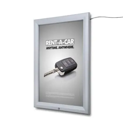 LED tophængslet plakatramme med lås væg A1