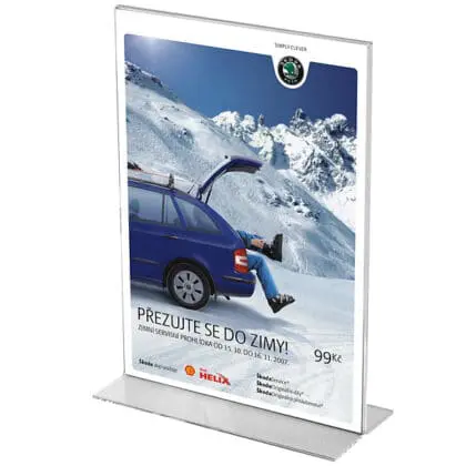 Menukortholder dobbeltsidet A3 højformat i akryl