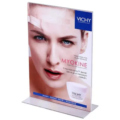 Menukortholder dobbeltsidet bordskilt A4 højformat i klar akryl