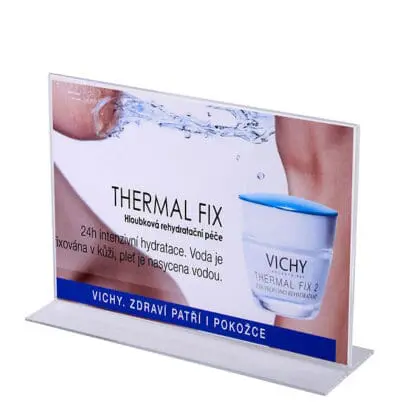 Menukortholder dobbeltsidet bordskilt A6 bredformat i klar akryl