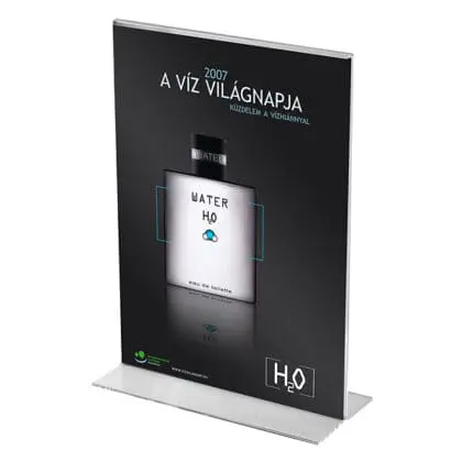 Menukortholder dobbeltsidet - bordskilt A6 højformat - i klar akryl - T-stand A6H