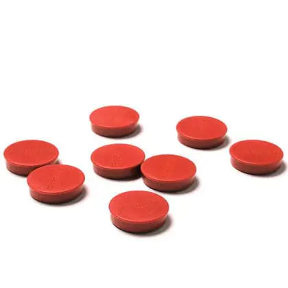Magneter Ø 3,5 cm i sæt à 8 stk. Rød