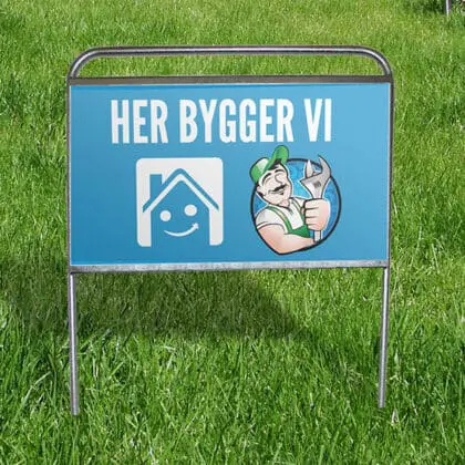 Mægler- og håndværkerskilt 65x101 cm inkl. tryk 4+4 farver