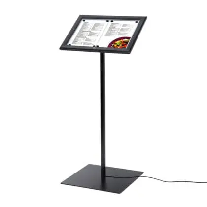 Fritstående menu opslagsskab sort med LED 2xA4