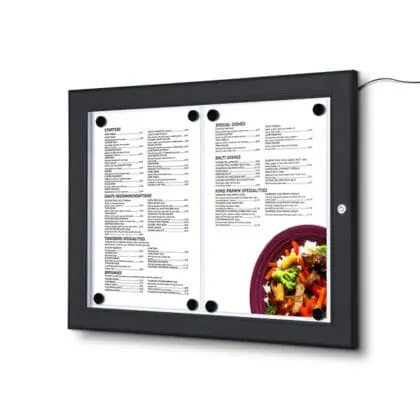 Menu opslagsskab sort væg med LED 2xA4