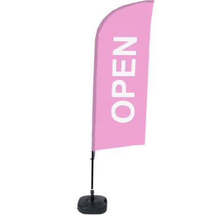 BeachFlag komplet med print - OPEN - pink 89x240 cm