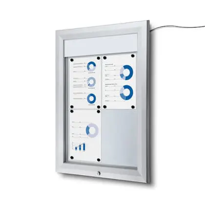 Opslagsskab Premium LED udendørs med magnettavle 4xA4