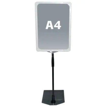 Tilbud skilte ramme hvid A4 høj med fod og teleskopstang