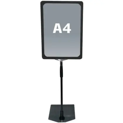 Tilbud skilte ramme sort A4 høj med fod og teleskopstang