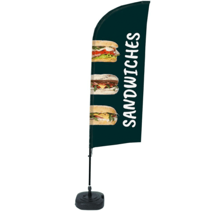 BeachFlag komplet med print - SANDWICHES - 89x240 cm