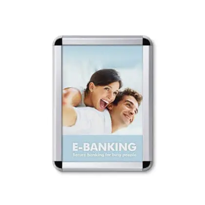 Snapramme 32 mm profil med runde hjørner - A3 - 29,7 cm x 42 cm - Aluminium