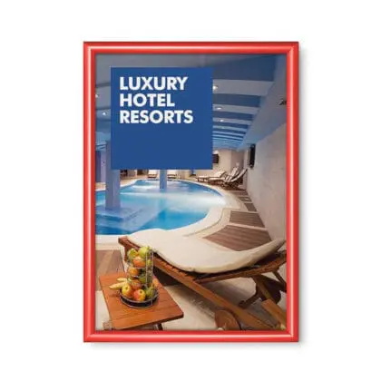 Snapramme 25 mm RØD profil i gering - A2 - 42 cm x 59,4 cm - Aluminium