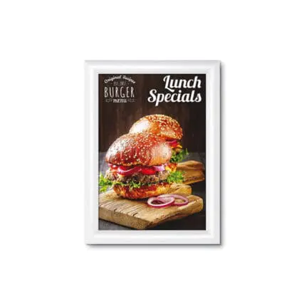 Snapramme A4 med 25 mm HVID profil i gering