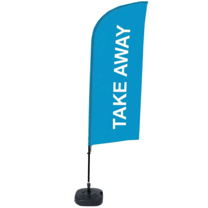 BeachFlag komplet med print - TAKE AWAY BLÅT - 89x240 cm