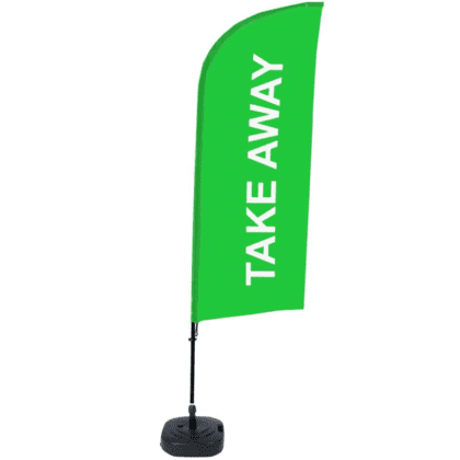 BeachFlag komplet med print - TAKE AWAY GRØN - 89x240 cm