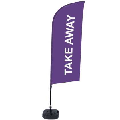 BeachFlag komplet med print - TAKE AWAY LILLA - 89x240 cm