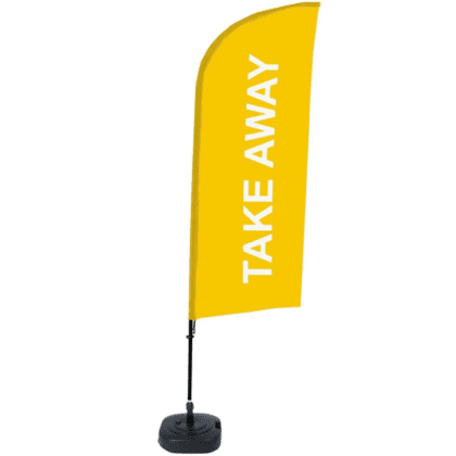 BeachFlag komplet med print - TAKE AWAY GUL - 89x240 cm