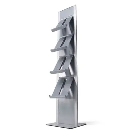 Brochure Rack Totem 4xA4 sølv/sølv