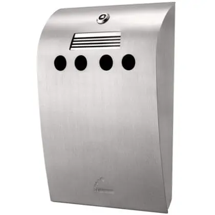 Udendørs askebæger væghængt - convex børstet stål