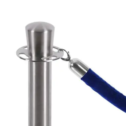 Blåt kraftigt velour bånd til afspærringsstolpe - sølv