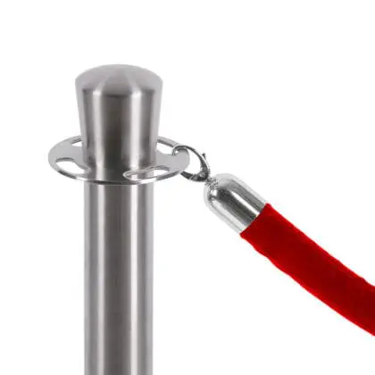 Rødt kraftigt velour bånd til afspærringsstolpe - sølv