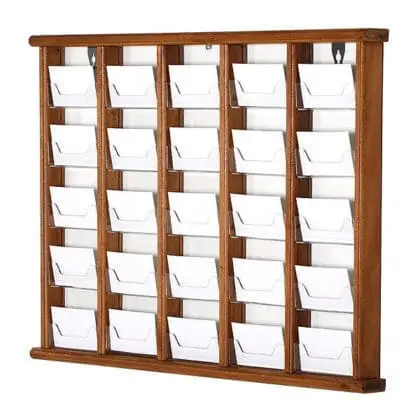 Visitkortholder i mørkt træ - væg 25 rum bredformat