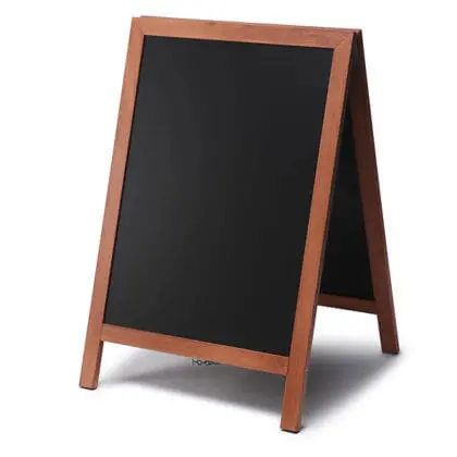 A-Skilt i teaktræ inkl. kridttavle 55x82cm