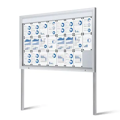 Opslagsskab LED fritstående ude på stolper med magnettavle til 24xA4