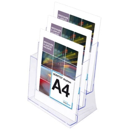 Brochureholder bord 3 rum A4 højformat