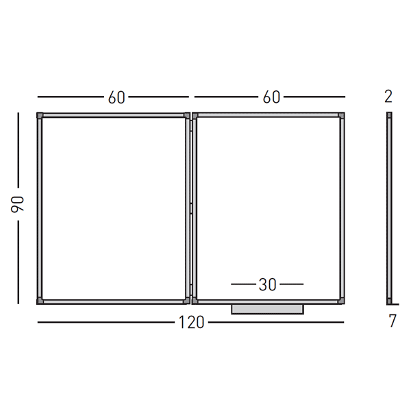 Whiteboard PROFESSIONEL fold-ud 120x90 cm med én låge - Billede 4
